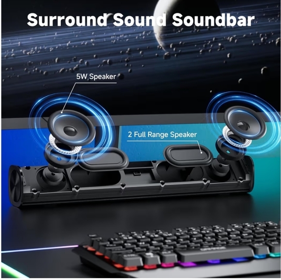 Computer Speaker Bar USB Bluetooth New - Picture 3 of 6